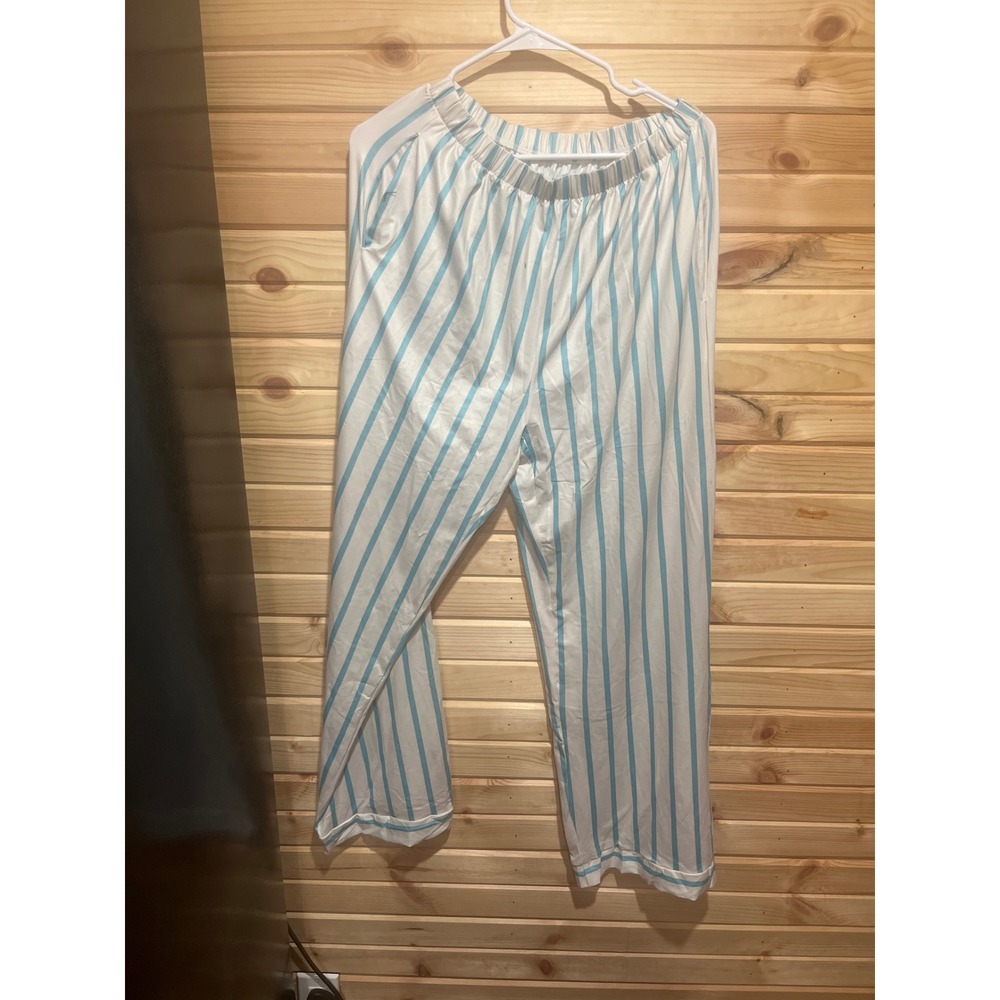 Cupshe Blue White Striped Pajama Pants Elastic Waist Pockets CAA10A4L016RC L